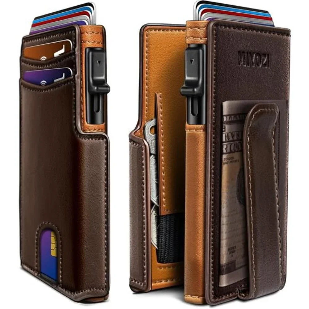 Men Wallet,with Money Clip Coins Pocket ID Window,Slim Front Pocket RFID